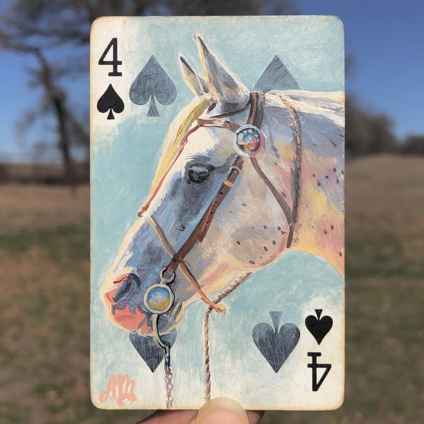 Grey bridle horse